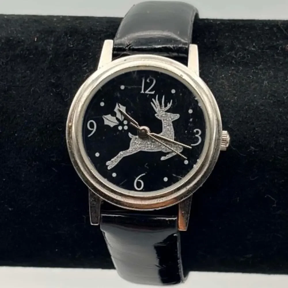 Silver & Black Reindeer Watch
